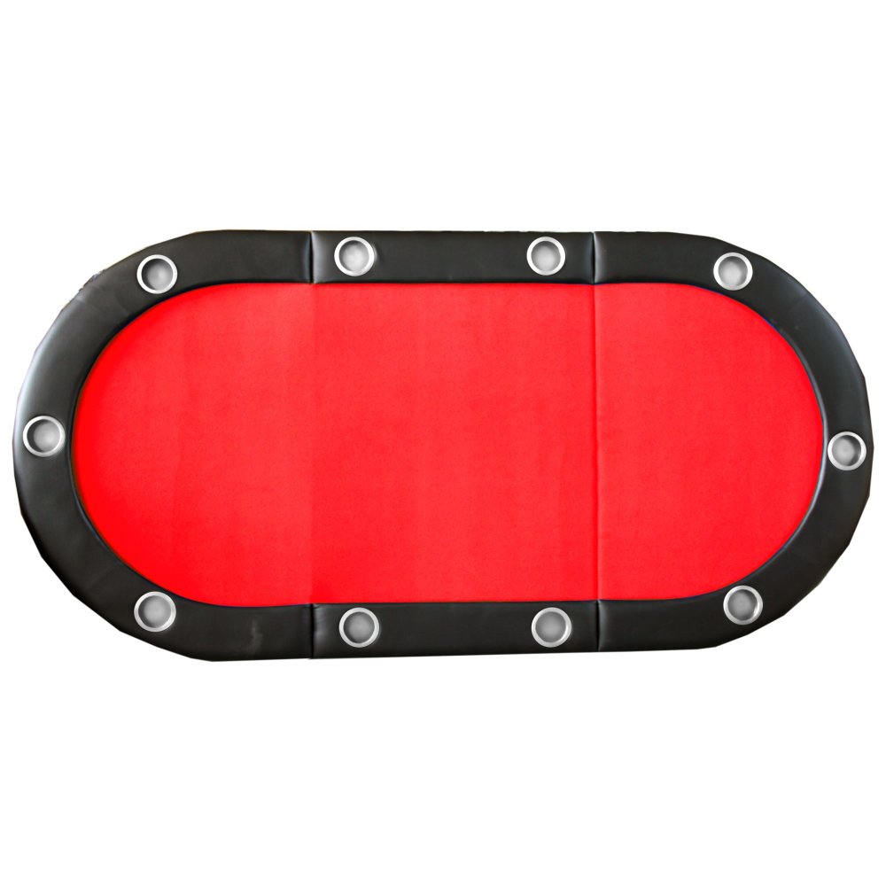 Folding Poker Table Top for 10 Players Tri-Fold Texas Holdem Blackjack Casino Game Tabletop Red