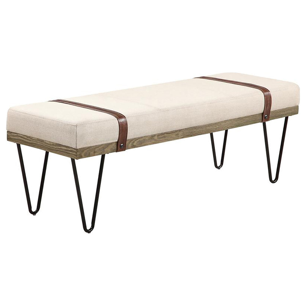 Karis Beige Upholstered Accent Bench