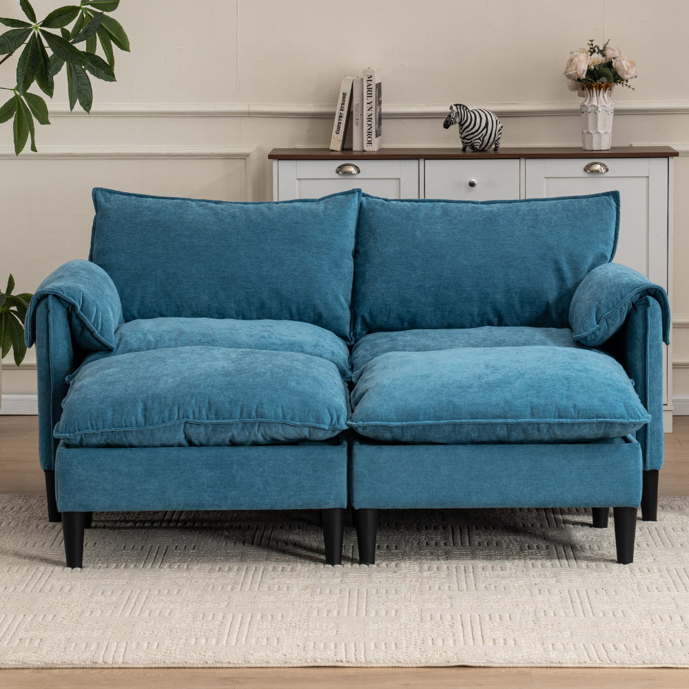 Convertible Combination Sofa Sofa U-Shaped Sofa with Footstools with Storage, Beige Sofa for Living Room, Living Room/Bedroom/Office/Small Space 2-Seater Combination Sofa-Beige