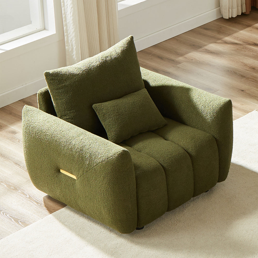 [video]MH 82" Premium Teddy fabric Sofa with 3 Back Pillows and 3 back Cushions Solid Wood Frame 3-Seater Sofa, Oversized Upholstered Chair for Living Room, Bedroom, Apartment and Office