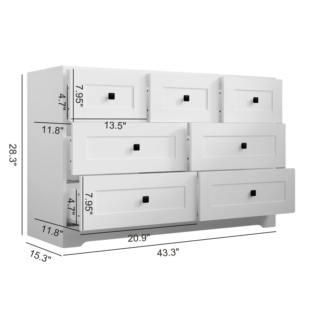 Chest Of Drawer with 7 drawers white color farm door