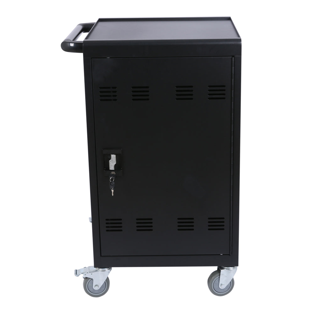 30+2Bay Mobile School Charging Cart Station for Chromebook, Tablet and Laptop Computer with Power Strip Included, Assembly Required-BLACK