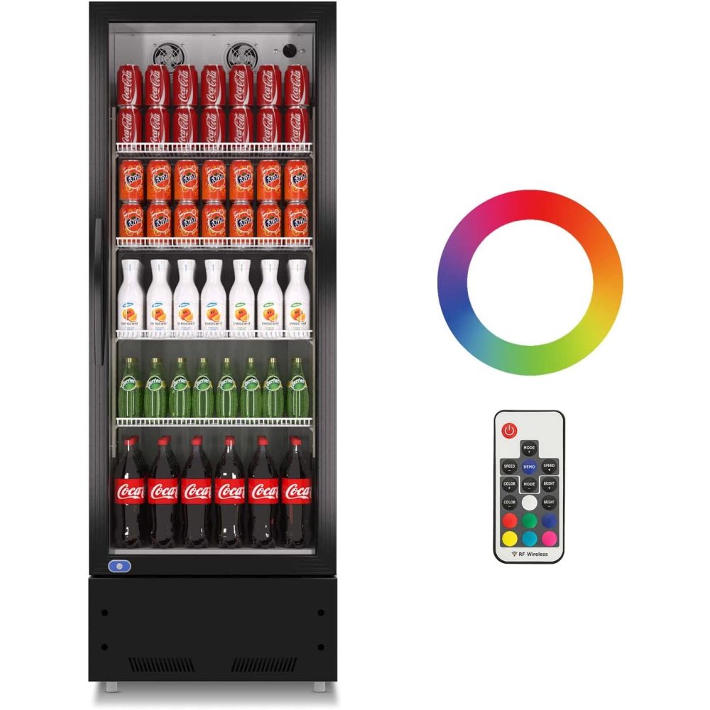 16.5 Cu. Ft Commerical Merchandiser Refrigerator, Reach-in Beverage Cooler with LED Lightning for Shop Restaurant Bar, ETL Approved, Black