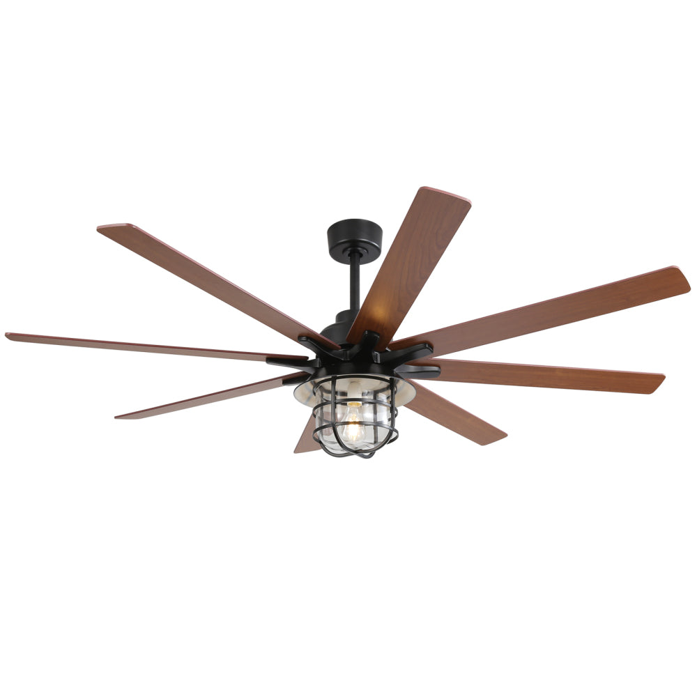 (Same as W882P212626) Modern 66 Inch Ceiling Fan With 6 Speed Wind 8 Blades Remote Control Reversible DC Motor With Light