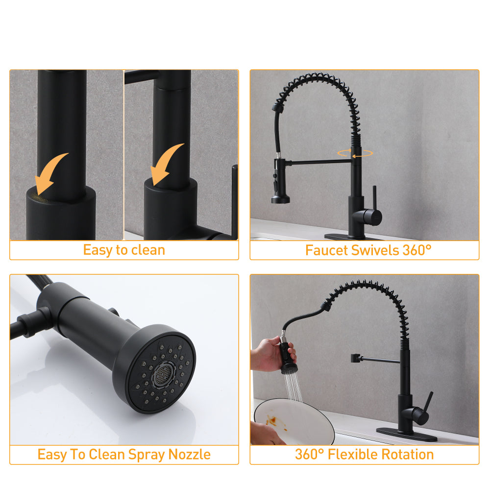 Premium Stainless Steel Pull-Out Kitchen Faucet with Flexible Spray Head for Effortless Sink Tasks - Durable Design