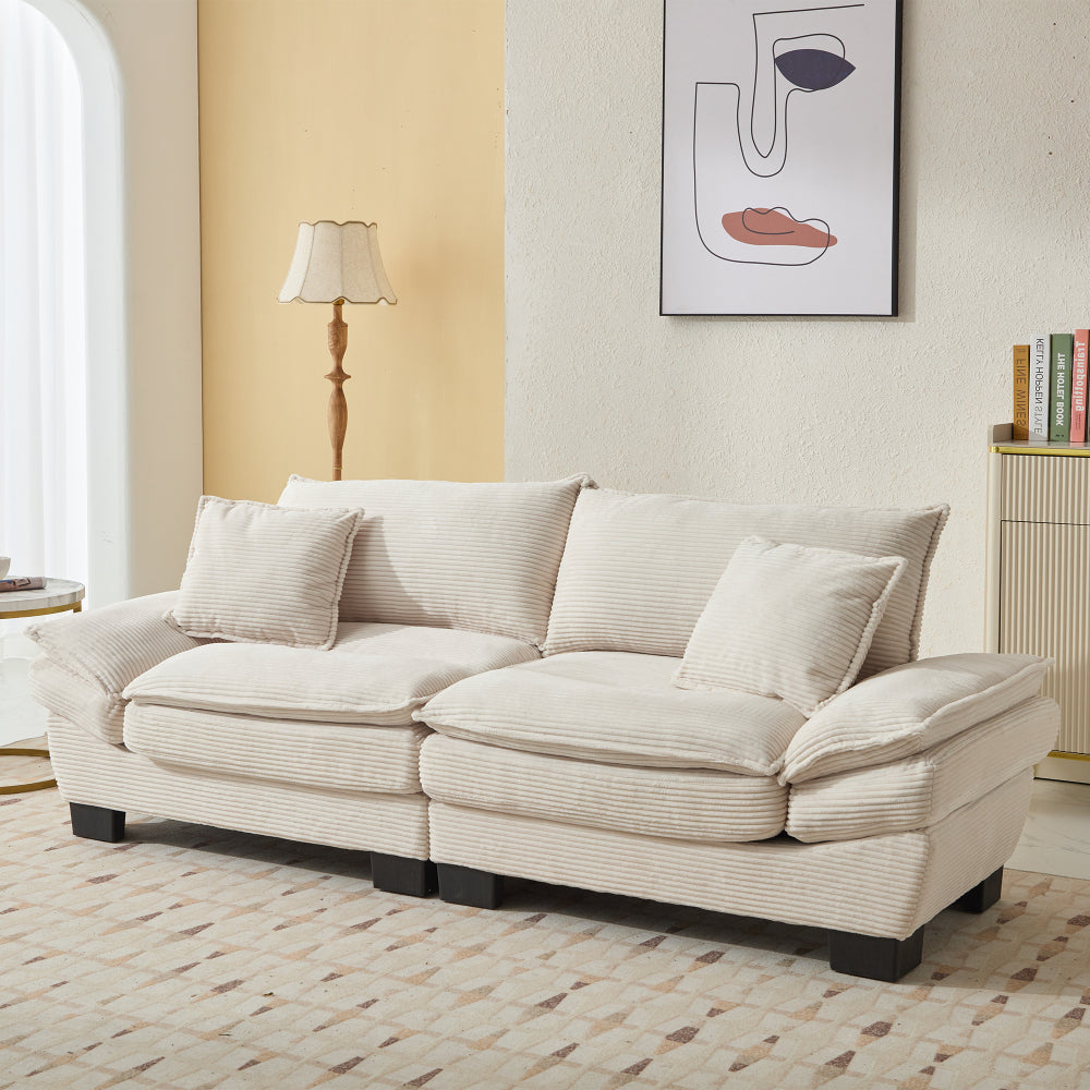 Corduroy Sofa Sleeper Couch Loveseat Sofa with Pillows Comfy Upholstered Deep Seat Sofa for Bedroom,Living Room,Apartment,Office,Dorm-Blue Corduroy