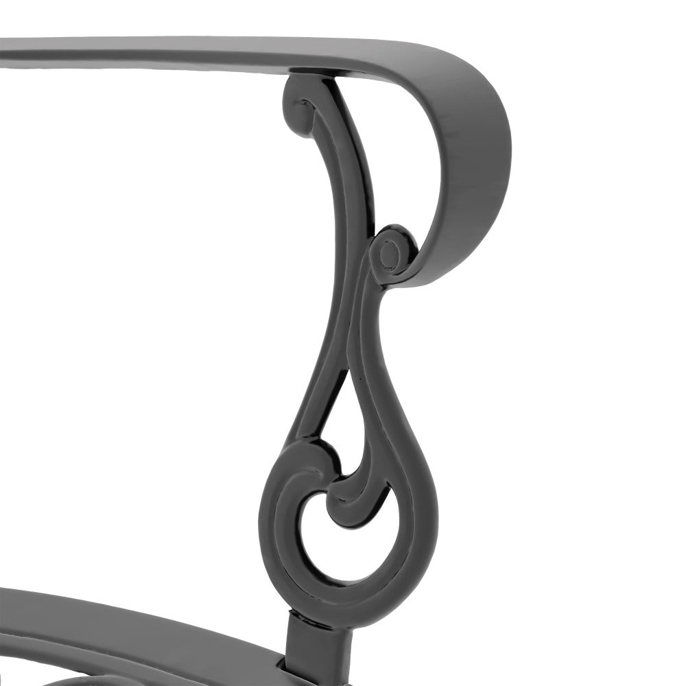 Cast Aluminum Patio Dining Chair 4PCS With Black Frame and Beige Cushions