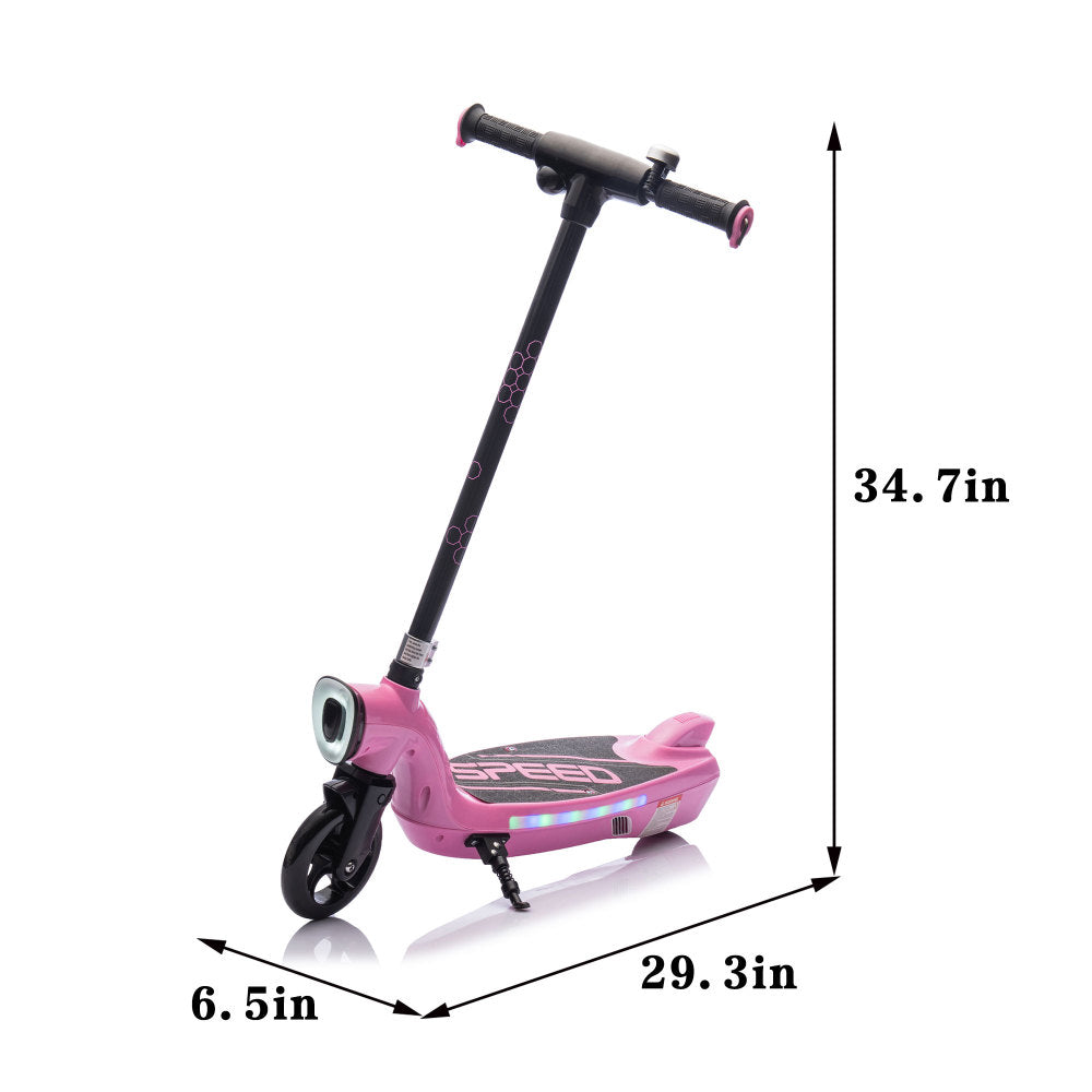 Kids Ride On Electric Scooter With Kickstand,Scooter Bell,Faster Speed And Longer Usage Time,Rear Brake,Wider Pedal,Non-Slip Handle,Colorful LED Lights,5.59-6.84 MPH For Kids 6+.