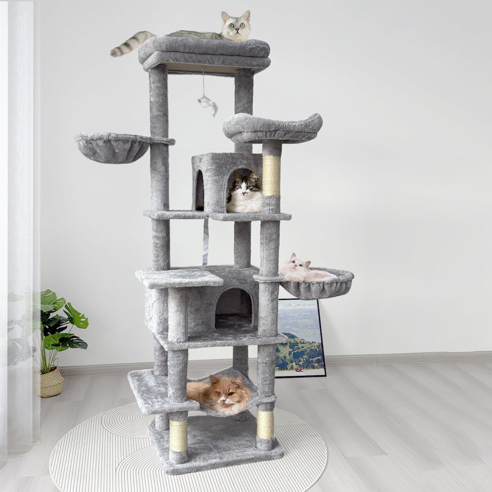 68 Inches Multi-Level Large and Tall Cat Tree gray
