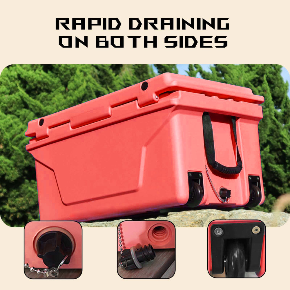 Red outdoor Camping Picnic Fishing portable cooler 65QT Portable Insulated Cooler Box