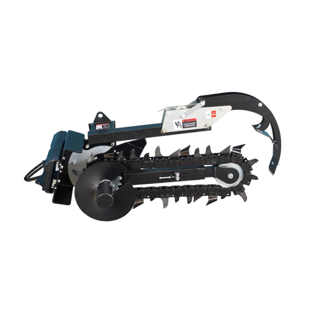 Skid Steer Trenchers Attachment with Adjustable Depth Control Foot, Universal Mount Plate