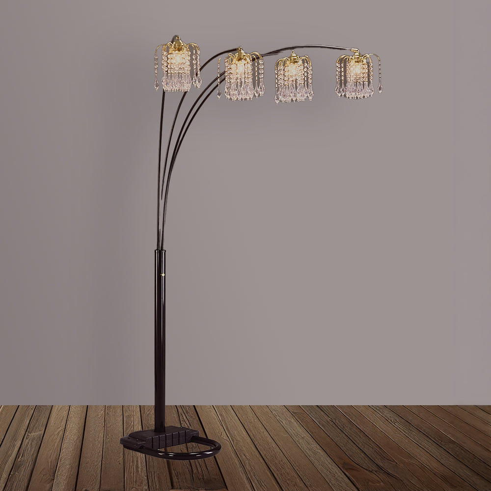 1pc Modern Design Classic Luxury Sleek Multi-head Floor Arc Lamp Half Moon Radiant Crystal-encrusted Sleek Metallic Stems Living Room Gold Arc Lamp