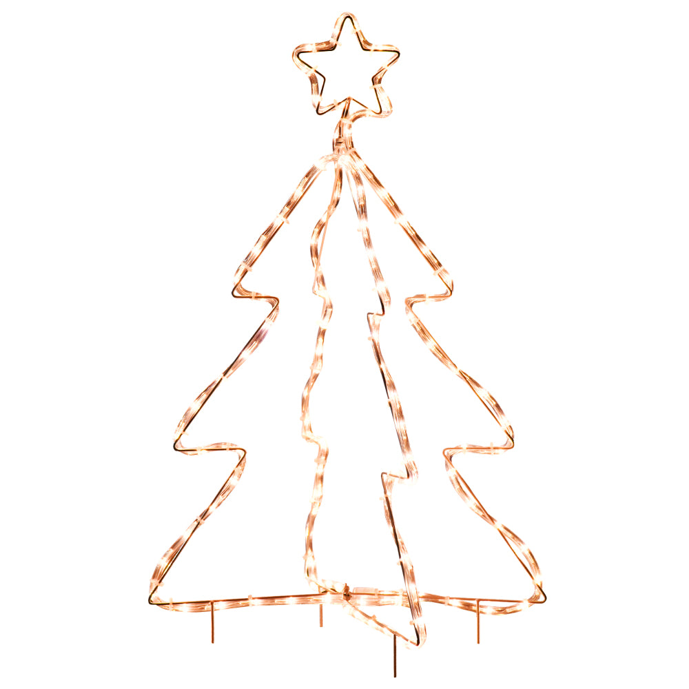 Outsunny 30" Outdoor LED Christmas Tree Rope Lights, LED Outdoor Christmas Decoration with Ground Stakes, Warm White