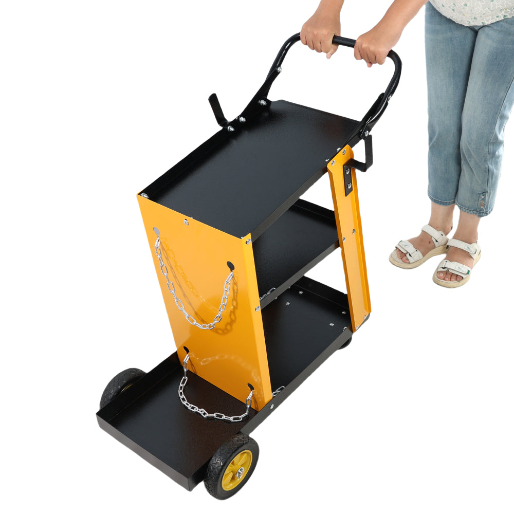 Multi-function welder trolley, MIG TIG ARC plasma cutter storage tank with 2 safety chains, portable 4-drawer chest, weight 280 LBS