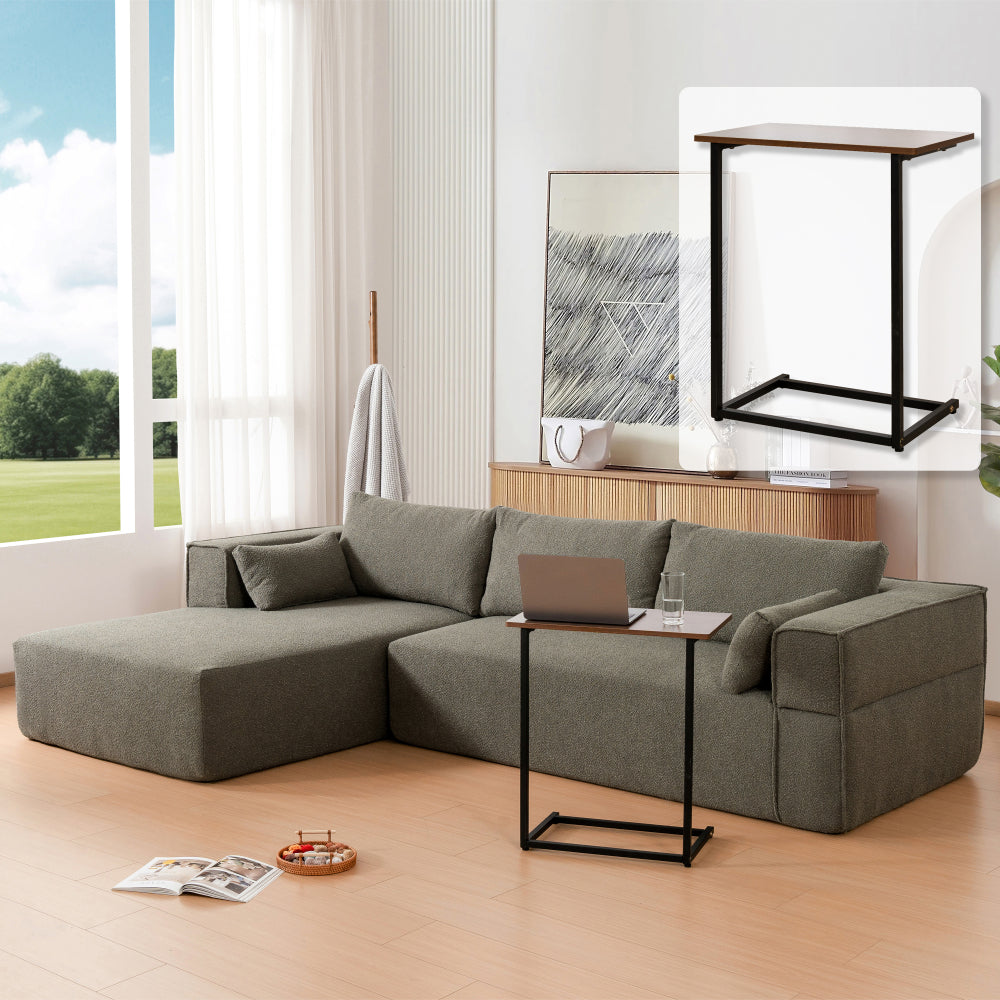 109*68" Modular Sectional Living Room Sofa Set, Modern Minimalist Style Couch, Upholstered Compressed Sofa for Living Room, Bedroom, Salon, 2 PC Free Combination, L-Shape, Cream