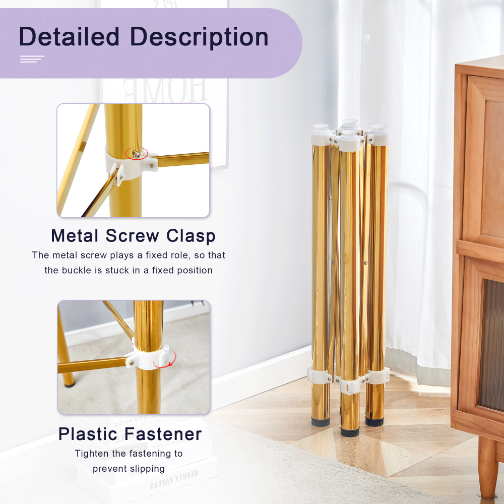 Simple Golden Stainless Steel Folding Table Frame - Multifunctional, Space-Saving.Folding Table Frame,Golden Stainless Steel Material,Only Table Leg.5.5*5.5*28.7~26.3*26.3*28.7 Inch.