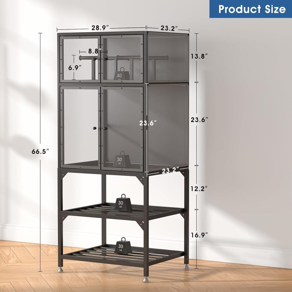3D Printer Cabinet with Double Layer 3D Printer Filament Storage Rack, T-Shaped Filament Bar & Noise-Reducing, Dust-Proof Design, Suitable for Studio, Office Storage and Organization