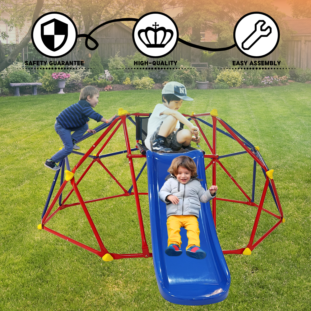 XCF007 6ft Dome climber with 1.2m slide for age 3+ climber with Climbing Stones