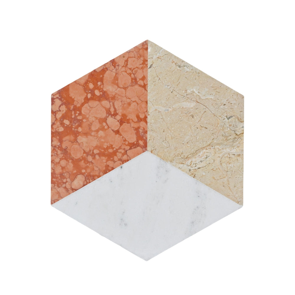 Hexagon Water-jet marble,White Gold Red 3 color, natural marble, for floor and wall,polished marble tile, natural stone, genuine marble, real marble, 1 box 12 pcs