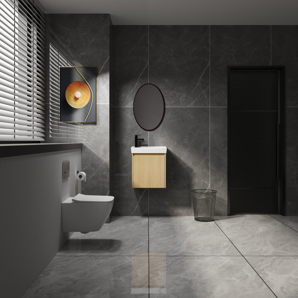 20" Wall-Mounted Bathroom Vanity with Ceramic Sink, Storage Cabinet with Doors,Bathroom Cabinet Set