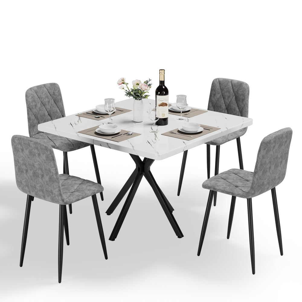 Dining Chairs Set of 4, Modern Kitchen Dining Room Chairs, Velvet Dining Chair Upholstered Cushion Seat and Sturdy Metal Legs