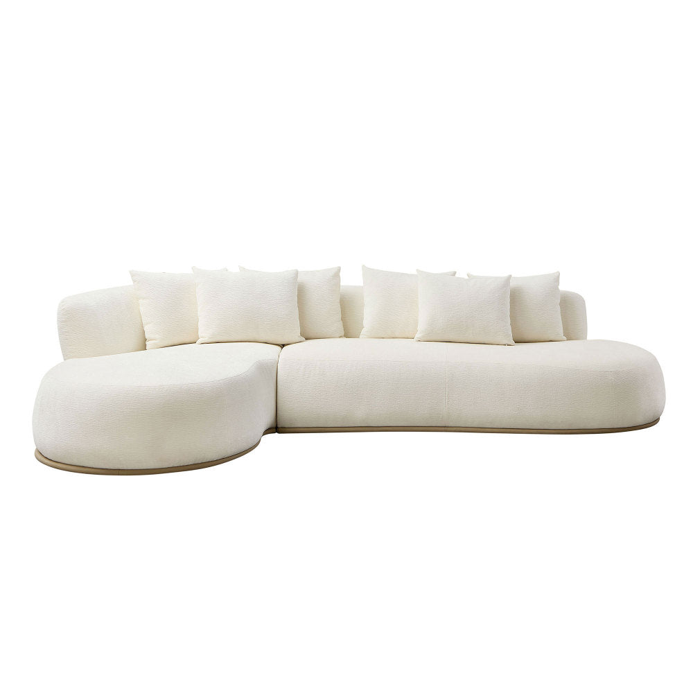 134.63" Oversize Sectional Couch with L-Shape Chaise, Modern Upholstered Sofa with Deep Seat for Living Room, No Assembly Required, Beige
