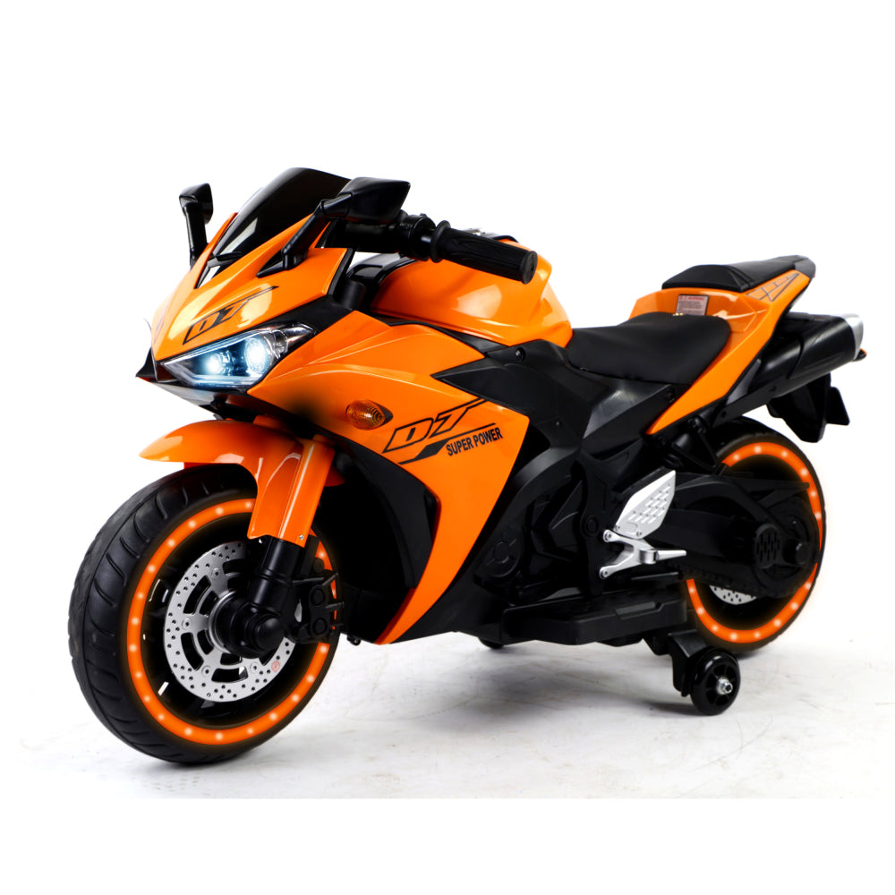 kids motorcycle,12V motorcycle for kids 3 4 5 6 years Boys Girls  12v7ah kids motorcycle ride on toy with Training  Wheels/manual throttle/ drive by hand /Lighting  wheels