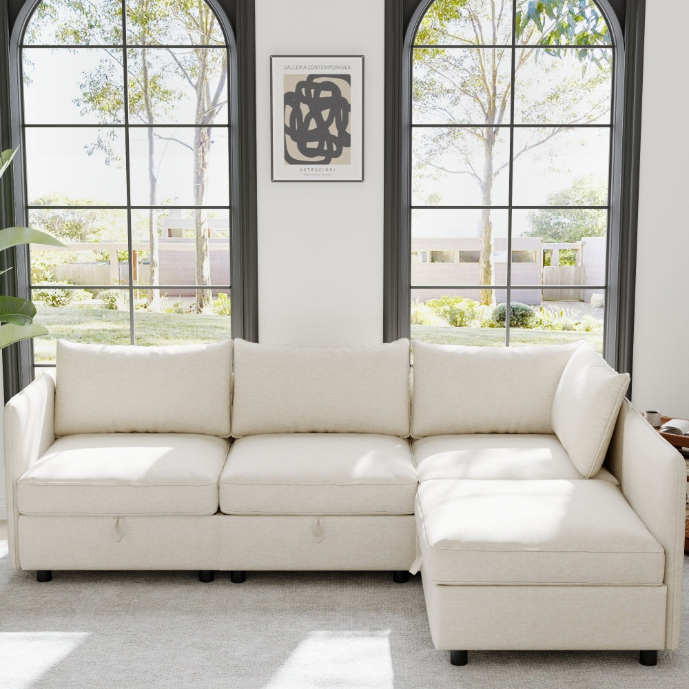 Armless Seat for Modular Sectional Sofa, Convertible Sofa Seat With Storage, Sleeper Sectional Sofa Set, Fabric Flexible Modular Combinations for Living Room(2PCS)