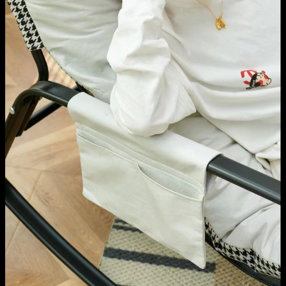 Rocking Chair with Extra-Wide Technical leather Upholstered Gliding Chair Boucle Reclining Chair, Modern Accent Chair for Living Room Nursery Bedroom -white
