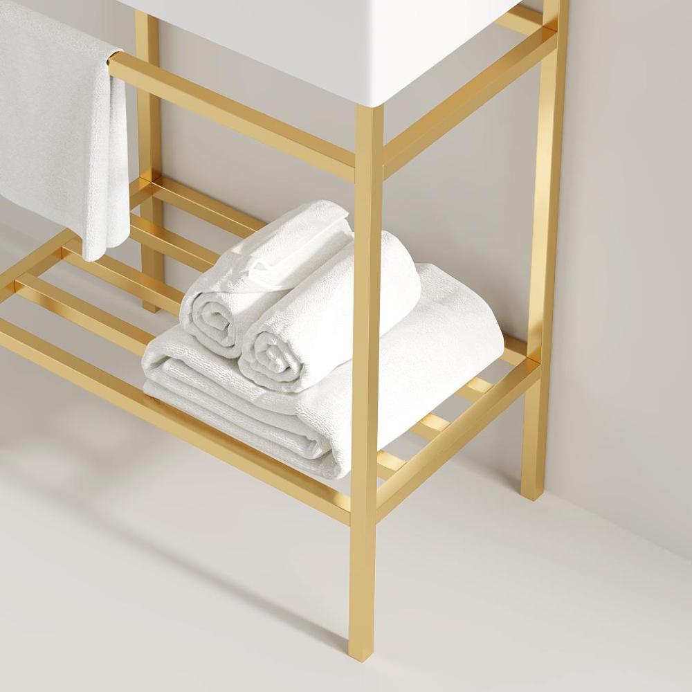 LOFI 24'' Freestanding Bathroom Iron Shelves without Basin, GOLD