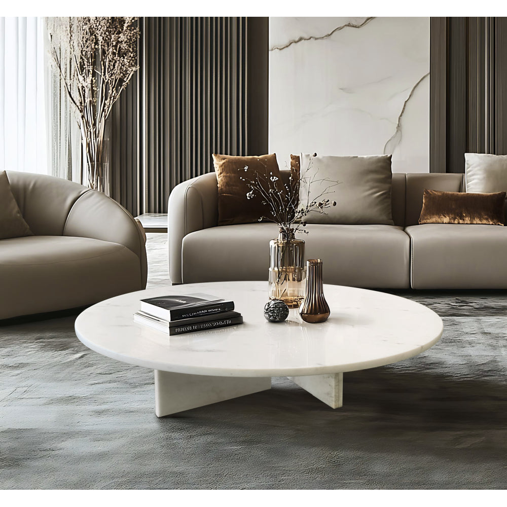Blue gray natural marble coffee table, small table, living room table, natural stone, Ø27.6 h12.6 Inch/Ø70 h32 cm, genuine marble, real marble