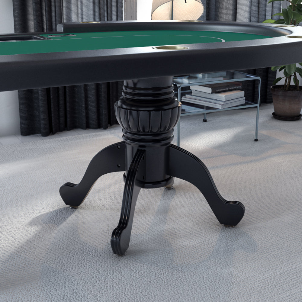 96" Poker Table for Texas Holdem Casino Game Premium Aura Oval with Waterproof Felt Cup Holders Chips Tray Drop Box Green
