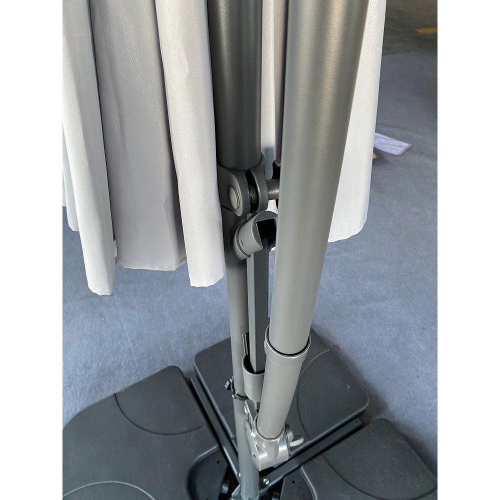 without Plastic base -10ft Offset Patio Umbrella - Offset Hanging Cantilever Patio Outdoor Market Umbrella Protection with Easy Tilt Adjustment and Crank for Pool Deck and Garden (Gray)