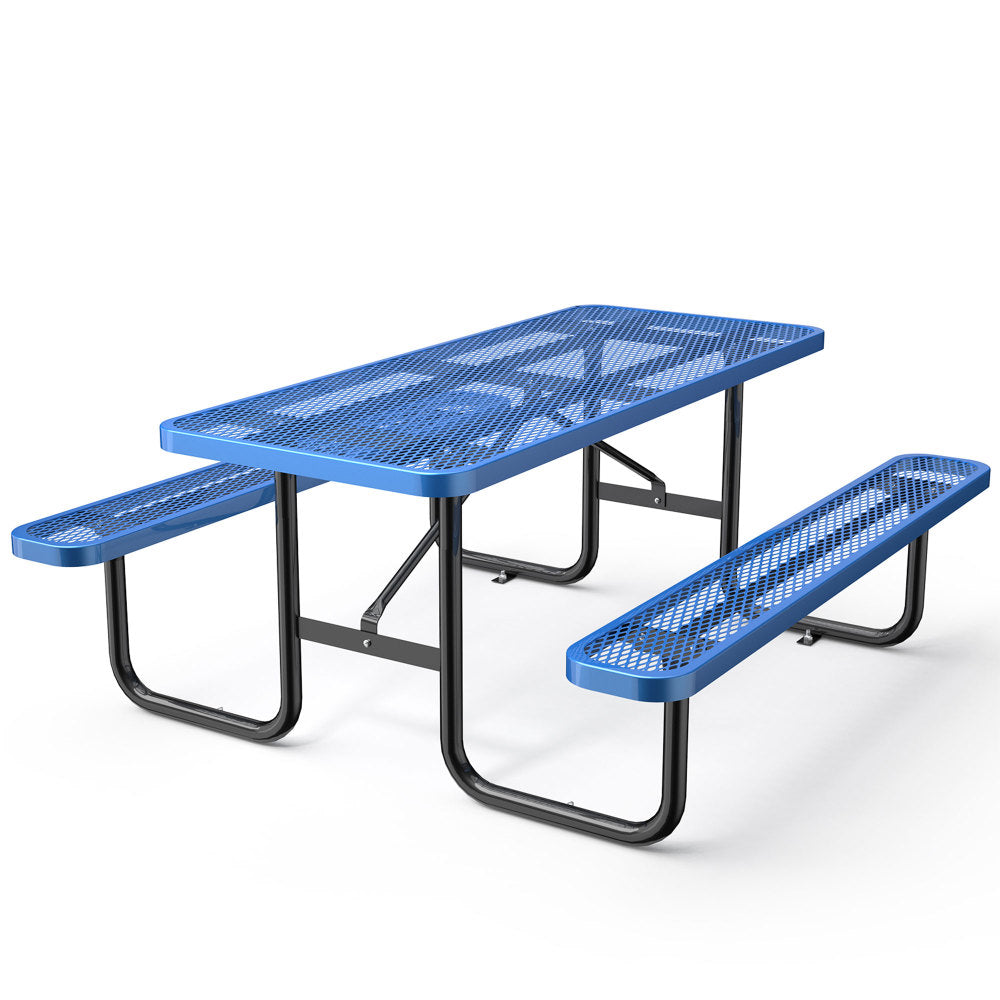 Round Outdoor Steel Picnic Table 46" with umbrella hole,Blue