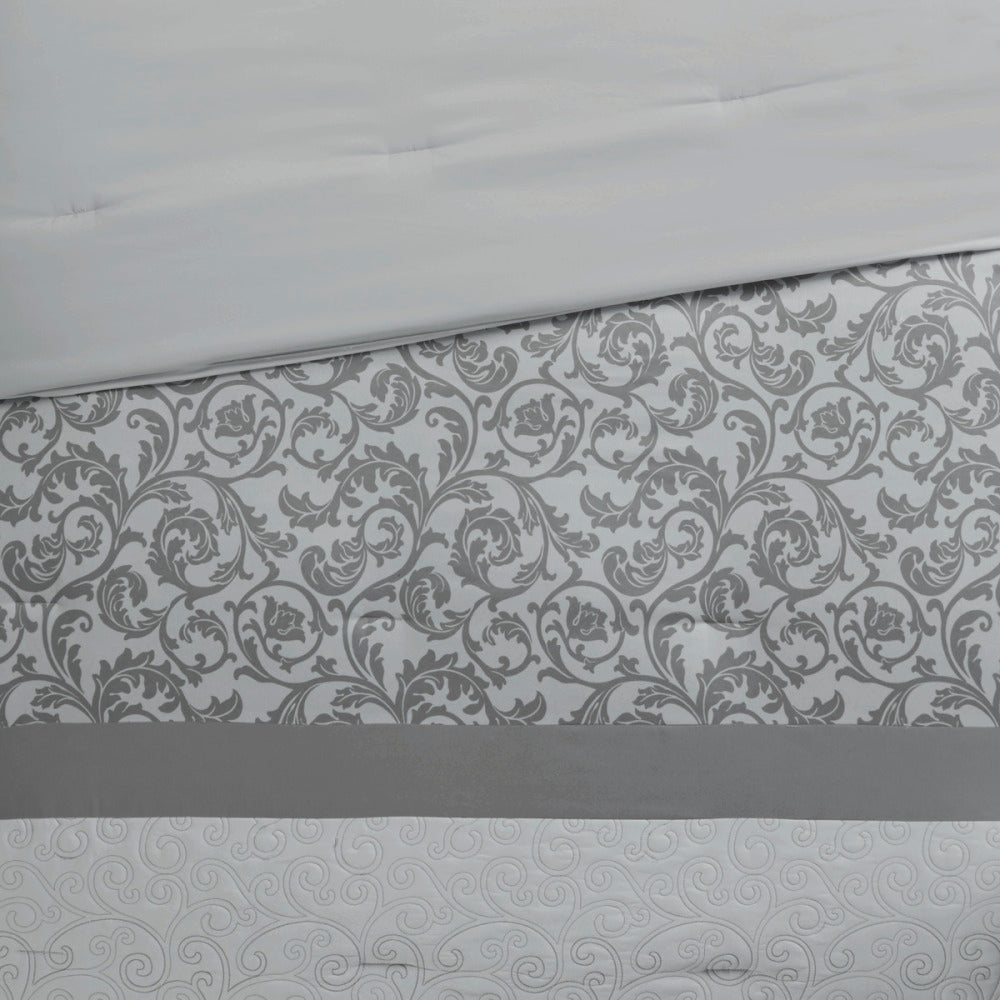 Embroidered 8 Piece Comforter Set Grey King