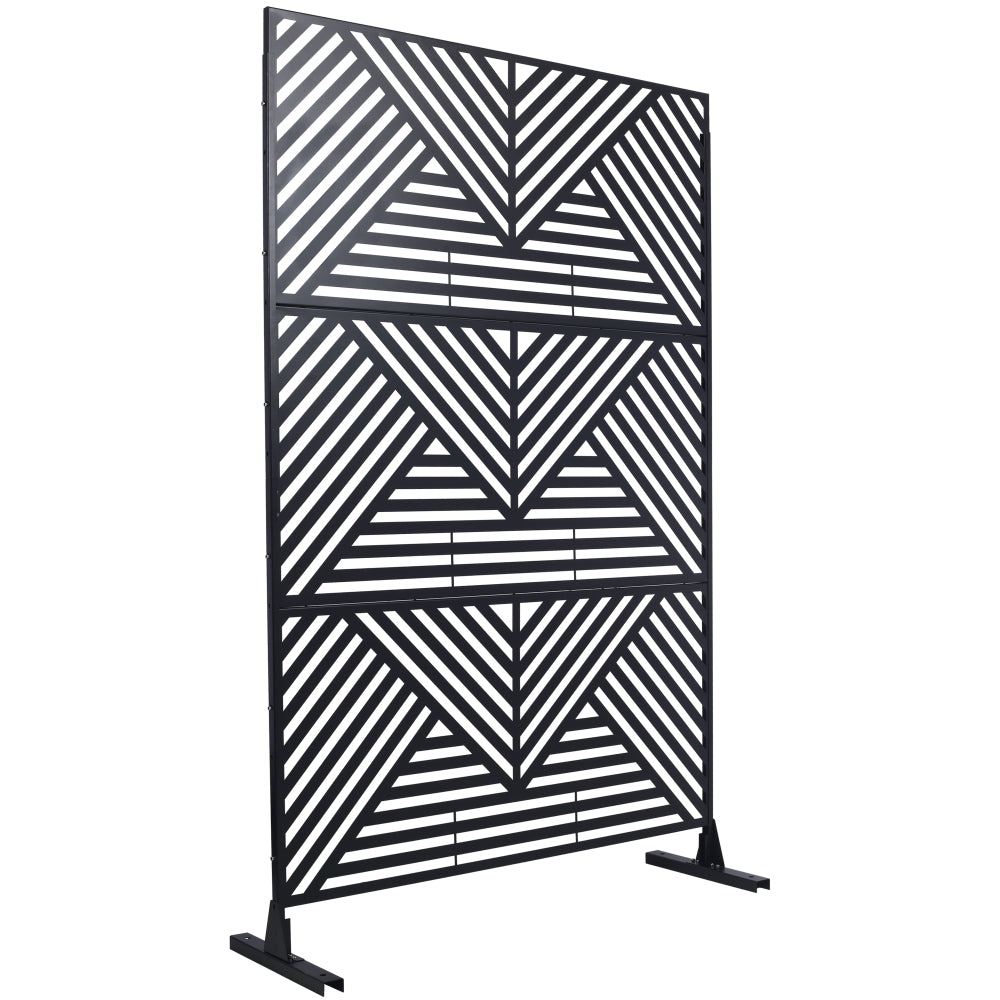 Outdoor & Indoor Privacy Screen Metal Privacy Screen 76" H×48" W, Freestanding Decorative Privacy Screen for Deck Balcony Patio, Privacy Fence Panels for Outside Lawn Garden PS101 BLACK