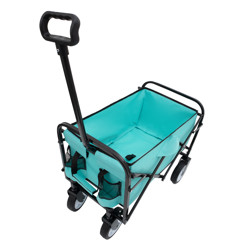 Minimeetall Extention Collapsible Foldable Wagon Cart with strapping system Beach Wagon Utility Cart Utility Wagon Grocery Cart for for Camping Shopping Sports Gardeing Fishing Supports 225lbs  blue