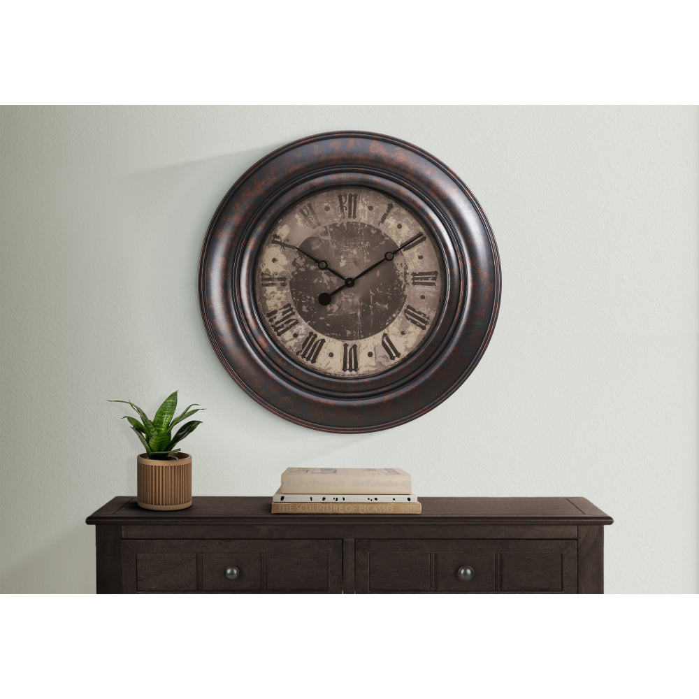 Clocks, 30" Round, Large Oversized, Wall Clock, Brown, Transitional