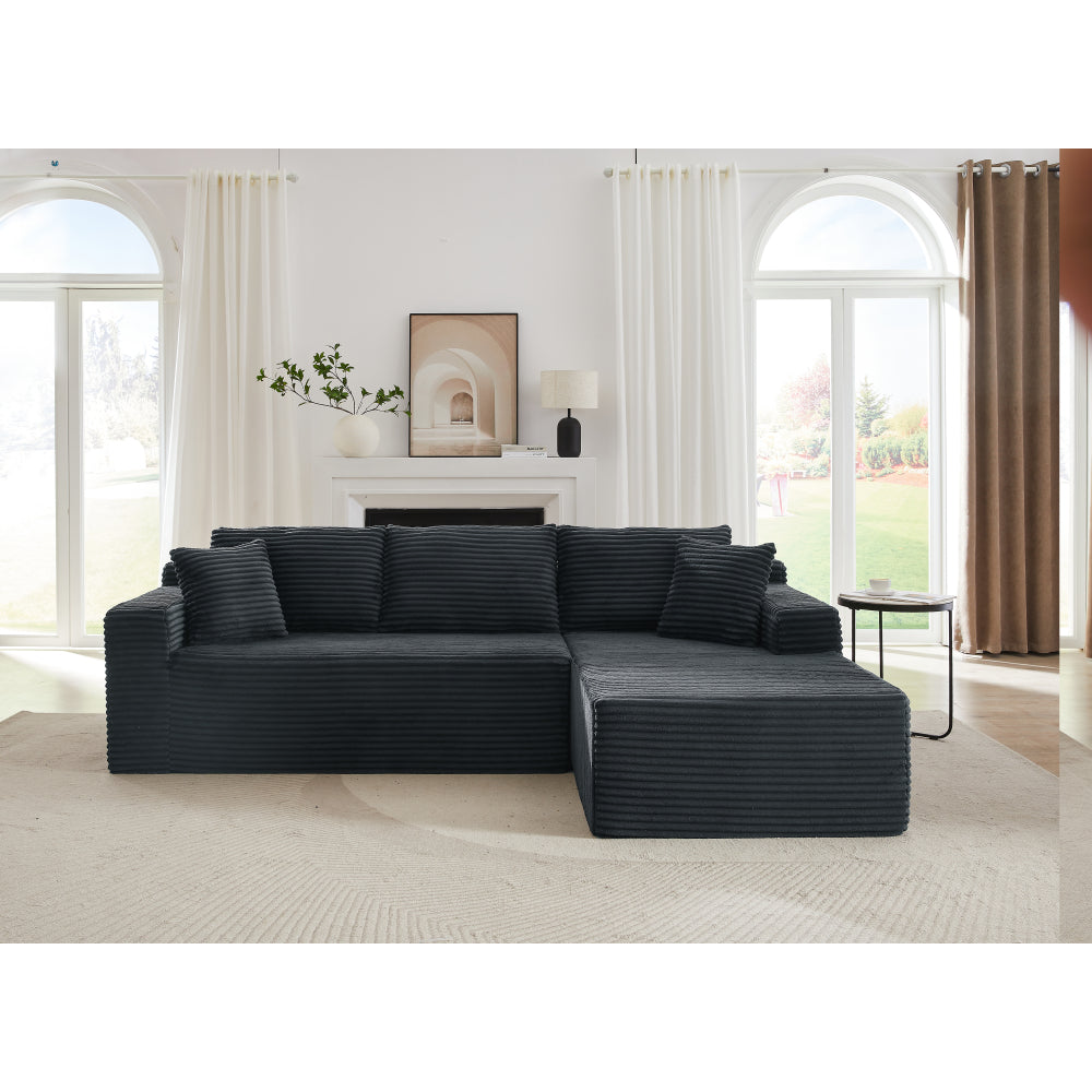 L-Shaped Cloud Sectional Sofa with Deep Seat,No Assembly Required,Modular Couches Sleeper for Living Room,Bedroom,Apartment,Dark Grey