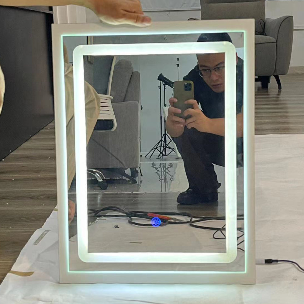 16" x 21" Small Size Touch Control Sliding LED Mirror, Tri-color Switching, Brightness Adjustable