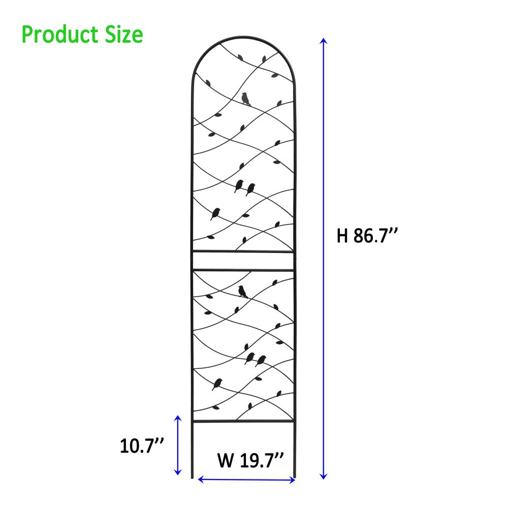 2 Pack Metal Garden Trellis 86.7" x 19.7" Rustproof Trellis for Climbing Plants Outdoor Flower Support Bird Deco Black