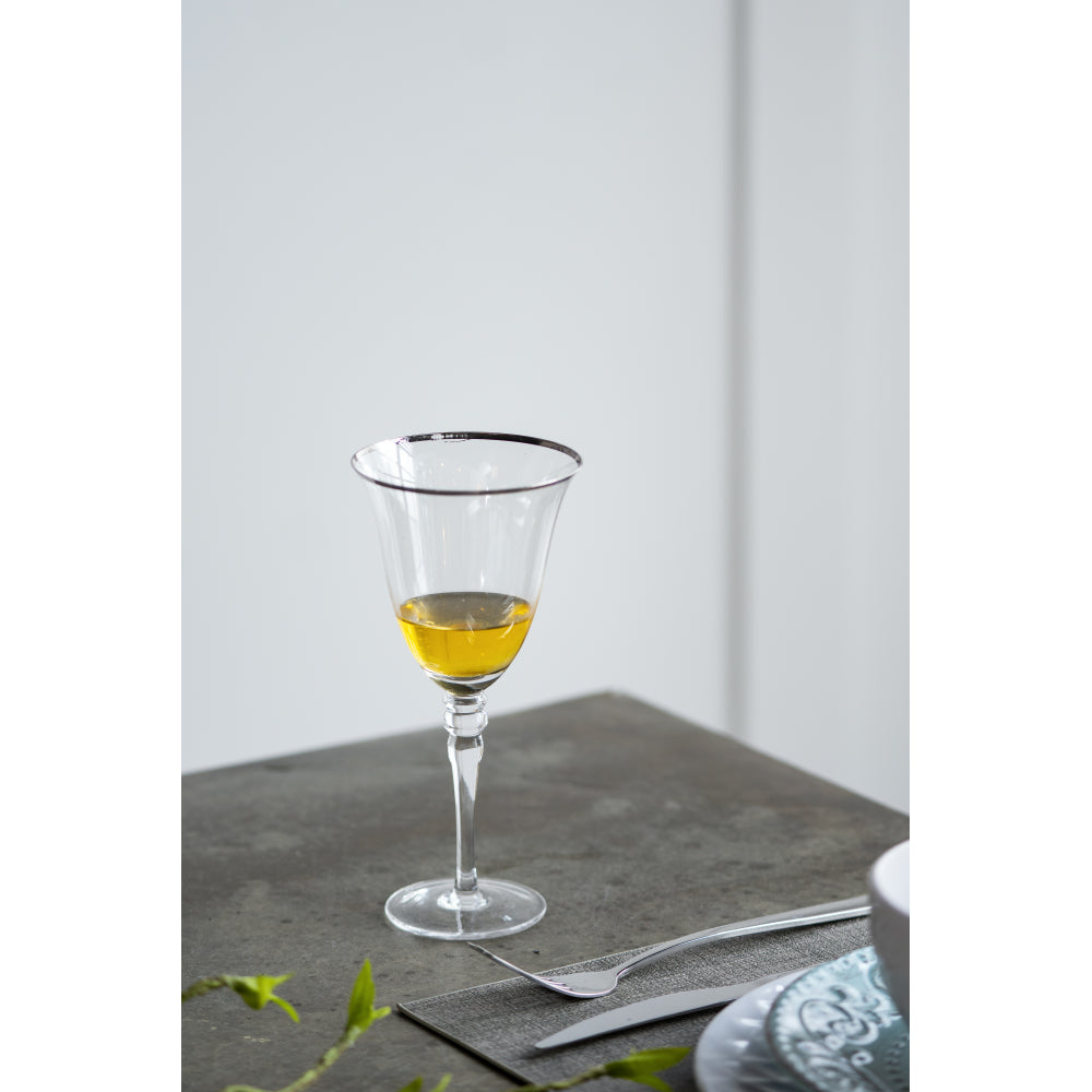 D3.7x7.7" Felicity Wine Glass with Silver Rim, Set of 4