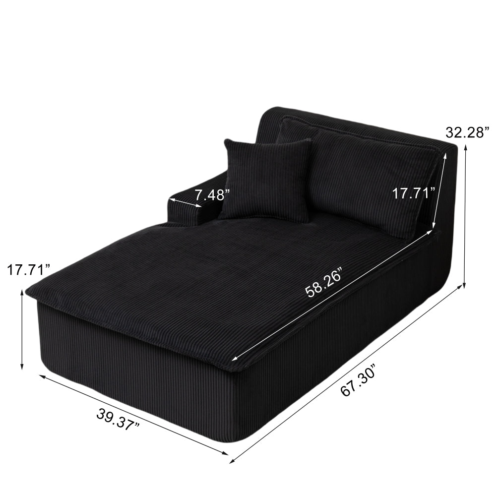 Right Armrest Chaise Lounge Chair Upholstered Sofa Bed No Assembly Required,Oversized Sleeper Chair in Box for Living Room, Movie Room, Bedroom (Single)