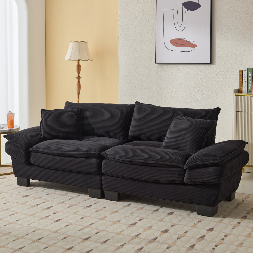 Corduroy Sofa Sleeper Couch Loveseat Sofa with Pillows Comfy Upholstered Deep Seat Sofa for Bedroom,Living Room,Apartment,Office,Dorm-Blue Corduroy