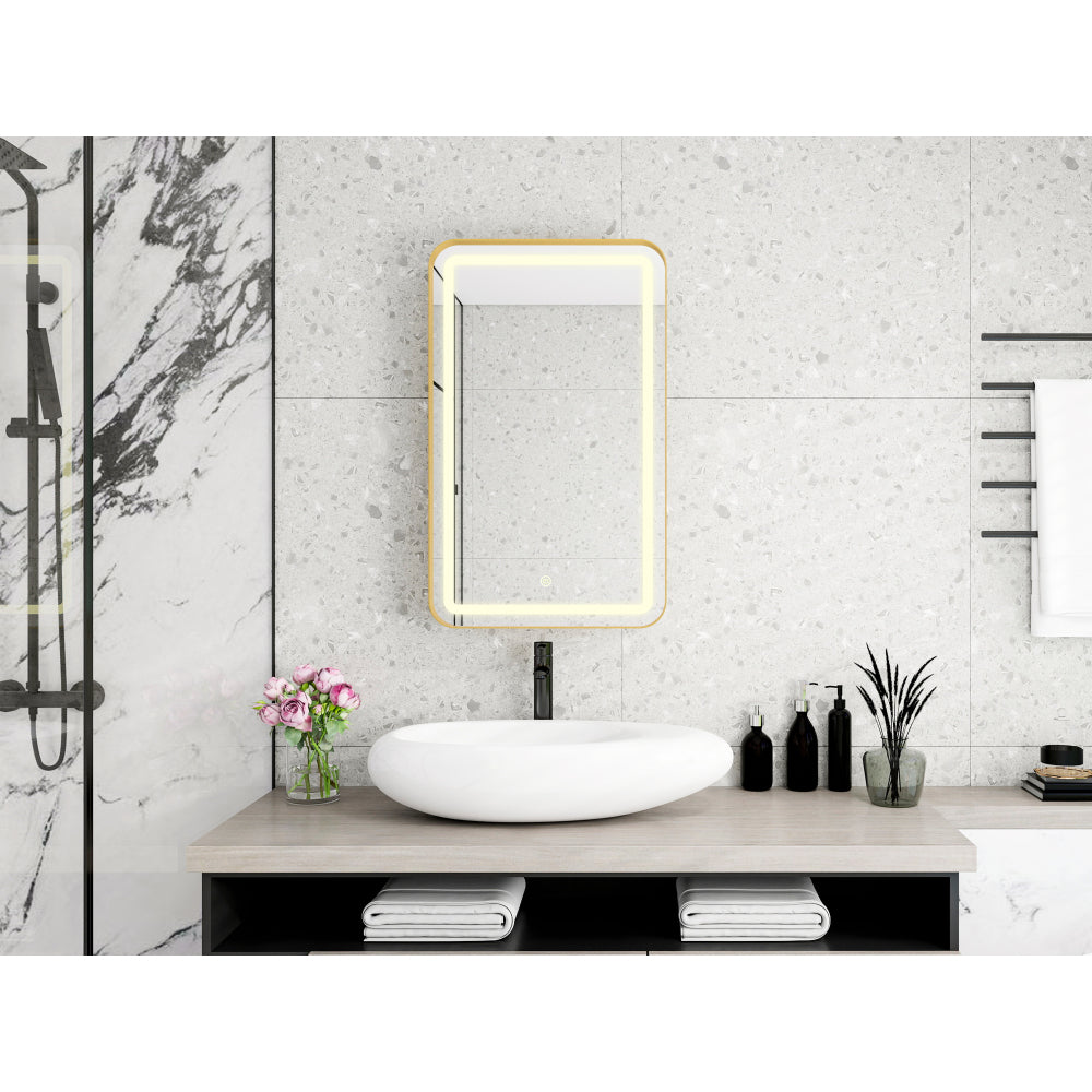 Rectangle Medicine Cabinet Mirror Bathroom Mirror with Storage Wall Mounted Medicine Mirror Cabinet with LDE,Golden