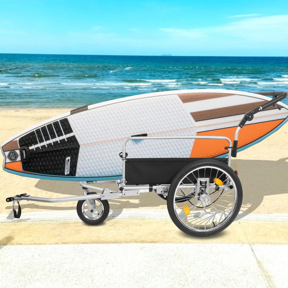 3-in-1 Heavy-Duty Bike Cargo Trailer – E-Bike Compatible Steel Frame, 110lb Capacity, Convertible Stroller & Pull Cart w/Suspension, 20" Wheels & Accessories