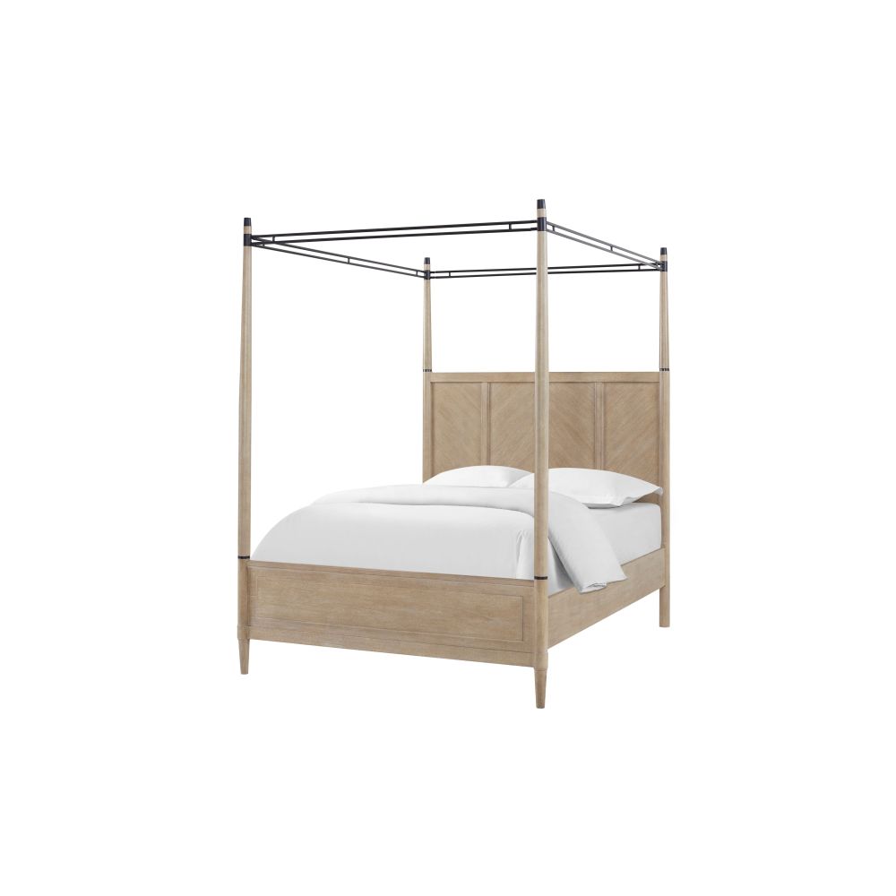 Queen Canopy Bedroom Set with a 2 Drawer Nightstand. a modern Dresser with Poster Mirror and a Door Chest.