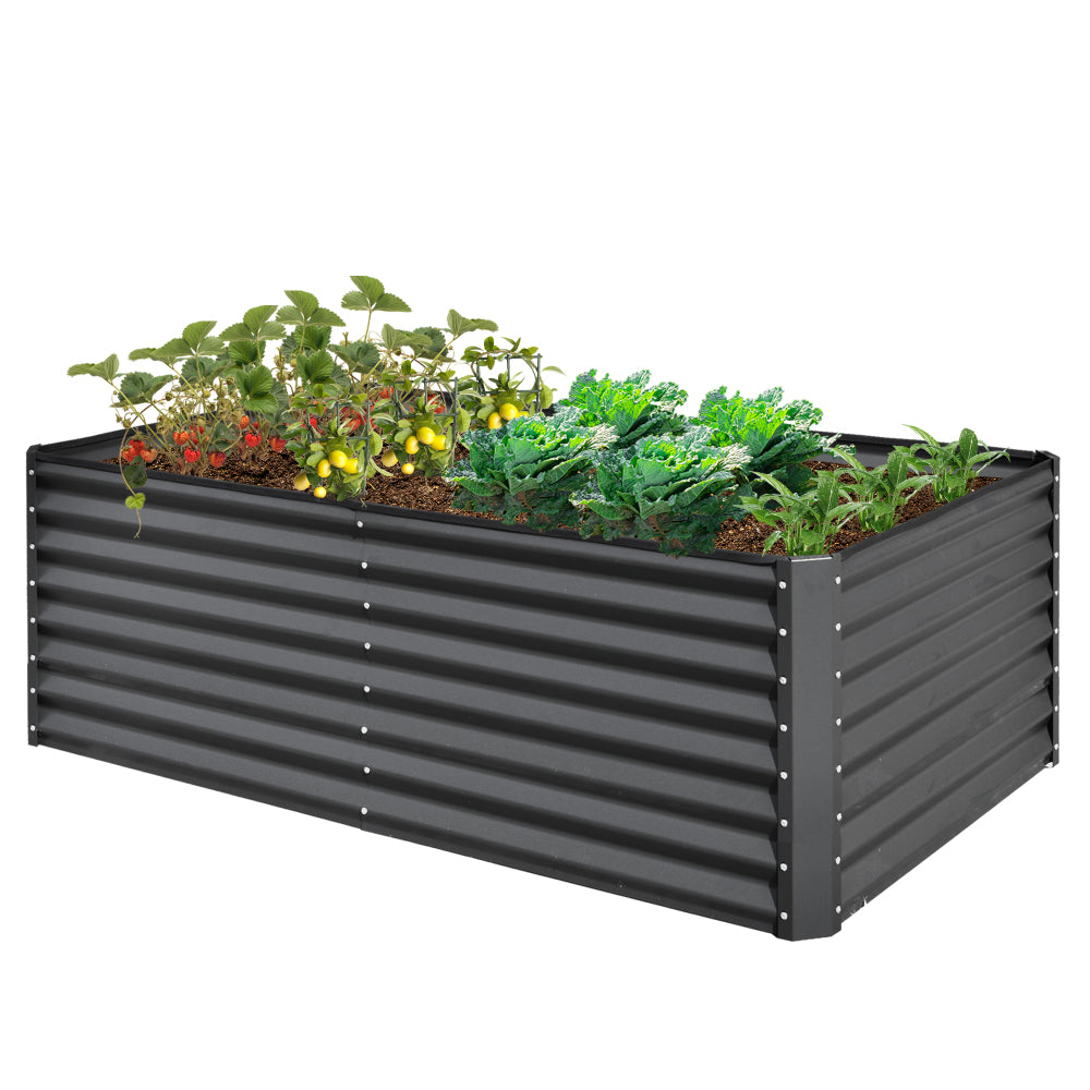 8x4x1 ft Galvanized Raised Garden Bed, Outdoor Planter Garden Boxes Large Metal Planter Box for Gardening Vegetables Fruits Flowers, Gray
