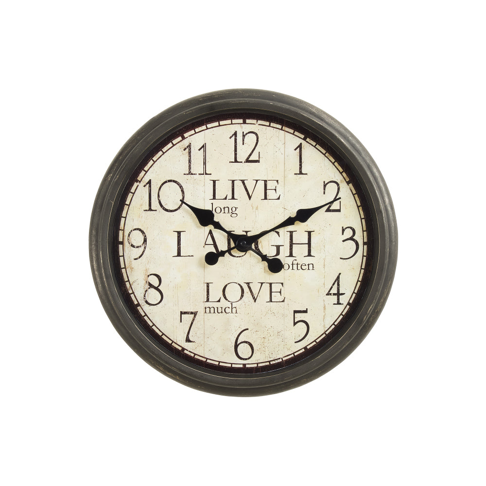 Clocks, 16" Round, Wall Clock, Antique Brown, Transitional
