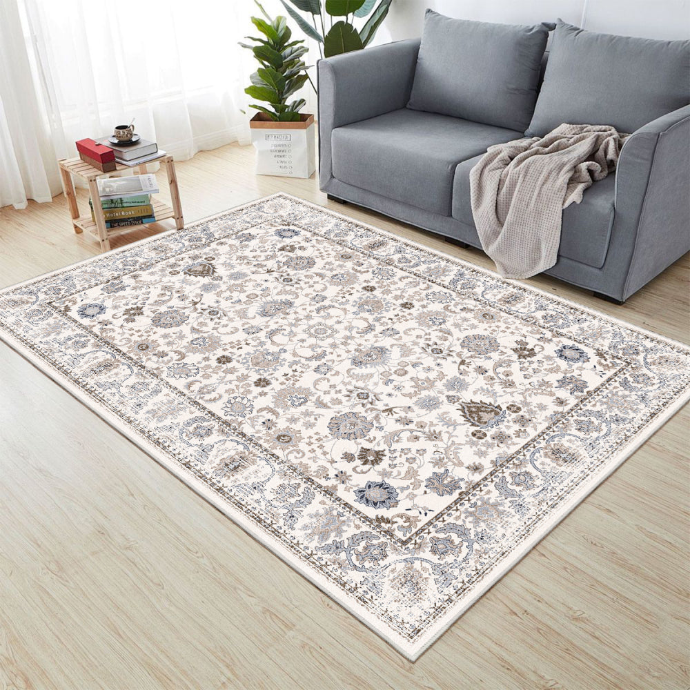 Area Rug 5x7 Vintage Bohemia Non-slip Washable Rug For Living Room Kitchen Bedroom Living Room Flower Design Blue/Yellow